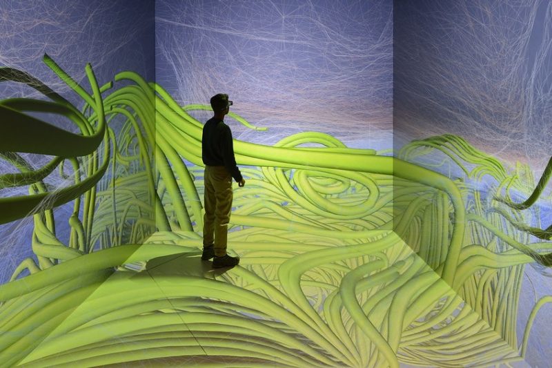 Person standing in virtual reality visionarium